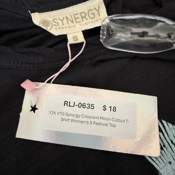 Y2K VTG Synergy Crescent Moon Cutout T-Shirt Women’s S Festival Top - Picture 3 of 5